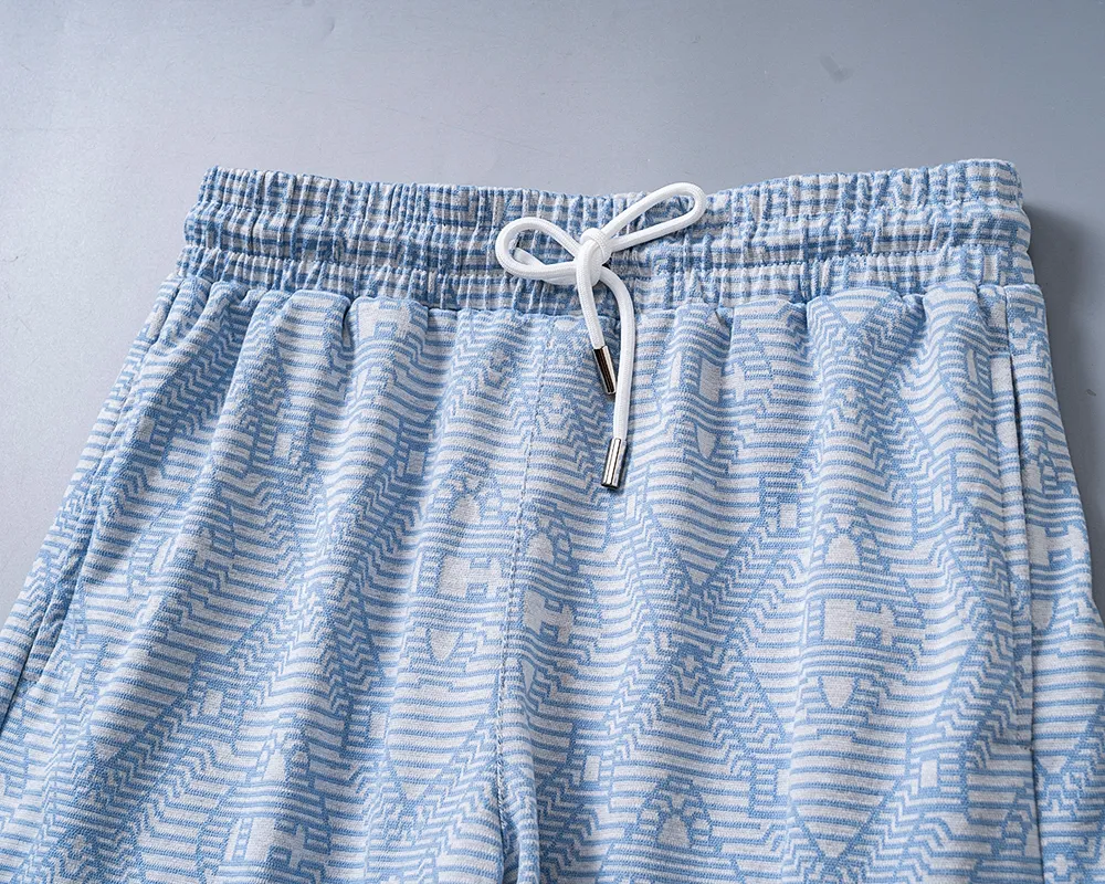 6653# 2026 spring and summer New Arrival men's lapel short-sleeved shorts suit, knitted jacquard fabric, fashionable and handsome style, comfortable fabric, rigorous workmanship, and neat wiring. Good upper body effect·Sizes M-3XL Sky Blue